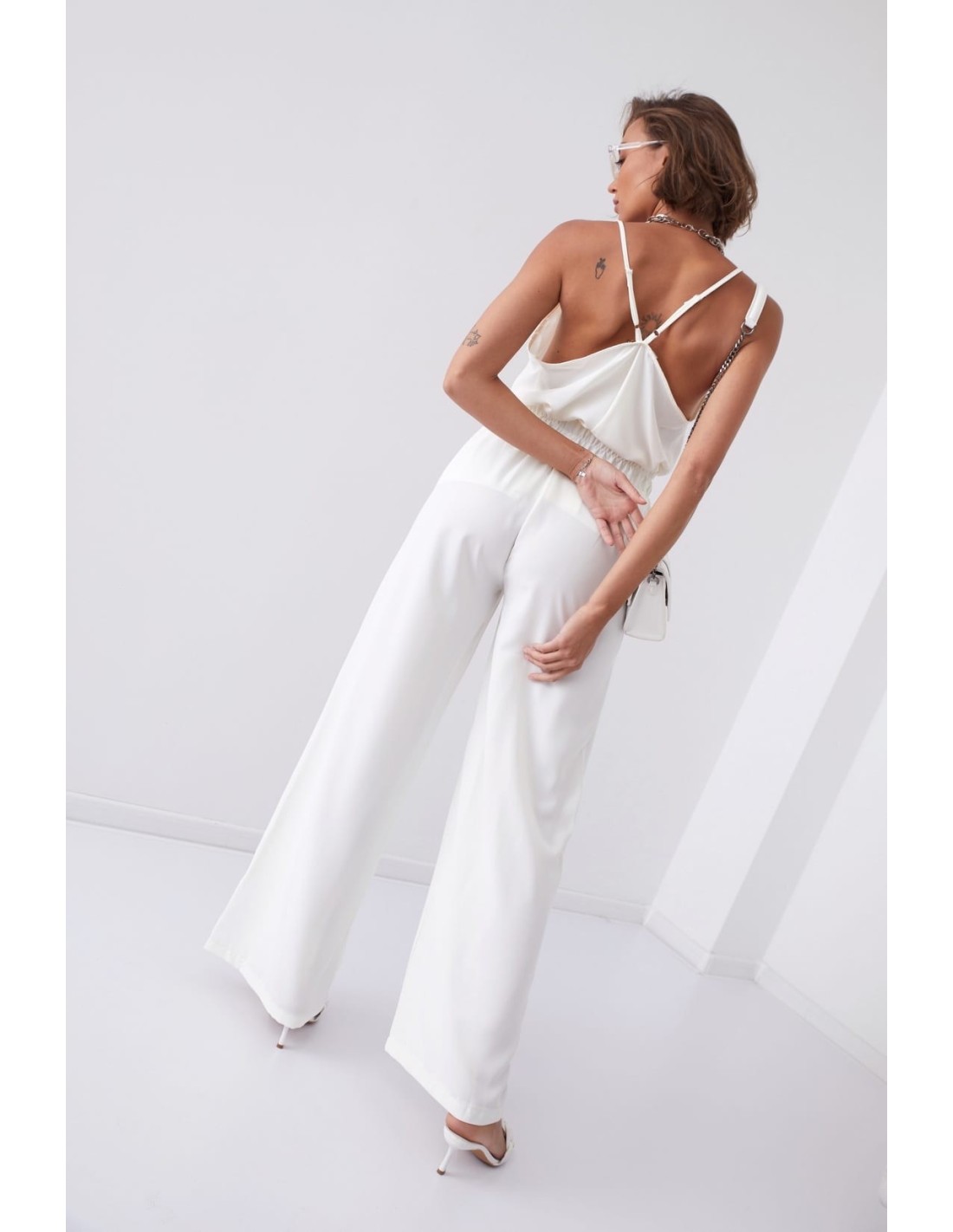 Summer set of palazzo pants and cream top 01016 - Online store - Boutique